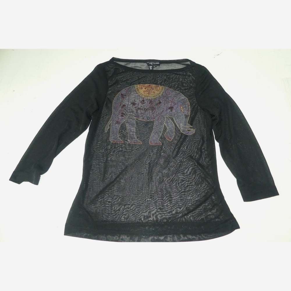 My Michelle Black‎ Sheer Mesh Elephant Top Large Grunge Whimsigoth Festival
